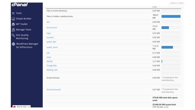 Hướng dẫn kiểm tra dung lượng hosting với cPanel